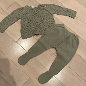 Bebe organics harmony organic cotton knit footed pants top set